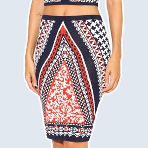 JEALOUS TOMATO Anthropologie Printed Pencil Skirt Sz Small Stretch